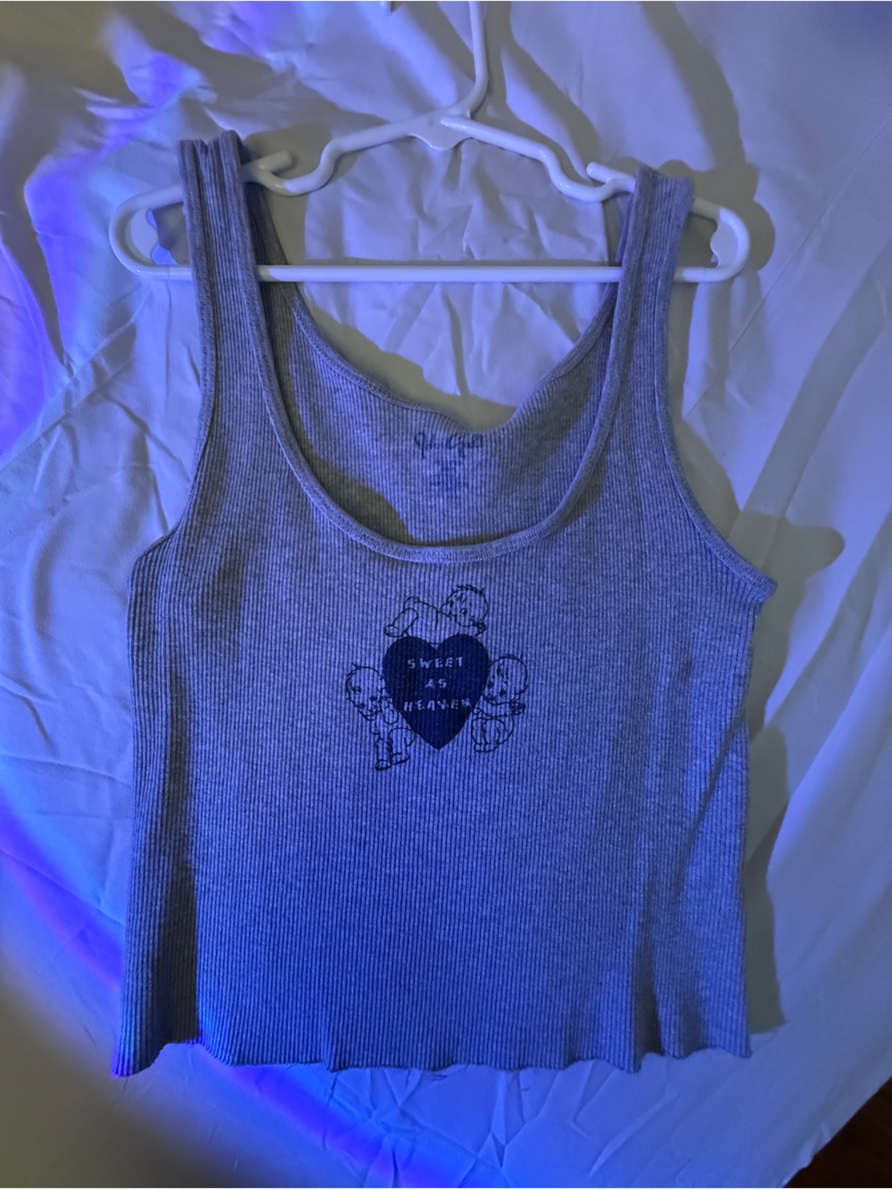 Brandy Melville Sweet As Heaven Ribbed Tank Top - Gray